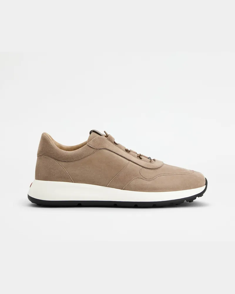 TOD'S Sneakers Red Dot aus Pashmy-Veloursleder, BEIGE Shoes Beige