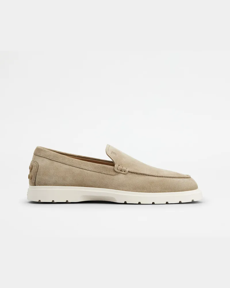 TOD'S Slipper-Loafers aus Veloursleder, BEIGE Shoes Beige