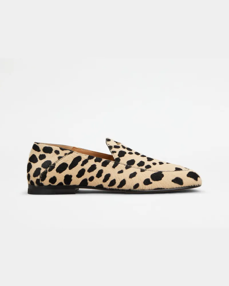 TOD'S Mule-Loafers aus Leder in Ponyfell-Optik, SCHWARZ,BEIGE Shoes Schwarz