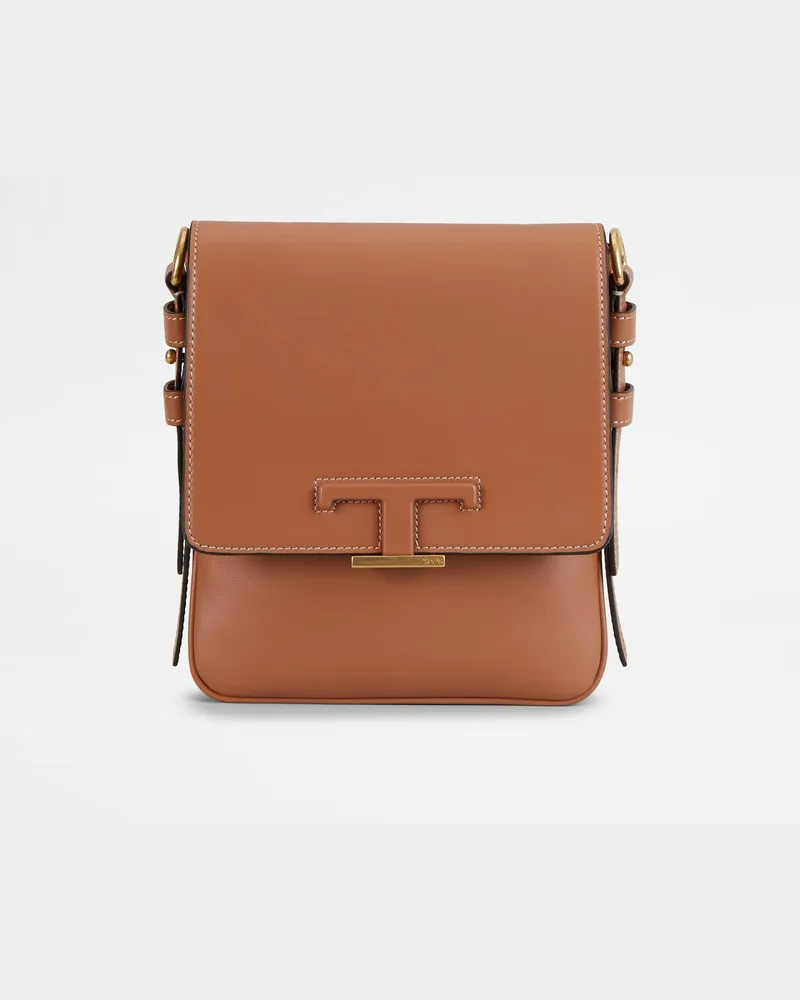 TOD'S Umhängetasche T Timeless Mini aus Leder, BRAUN,  - Bags Braun