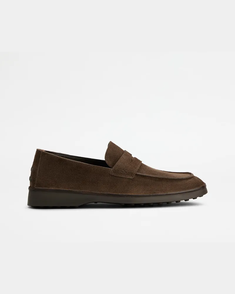 TOD'S Loafers aus Veloursleder, BRAUN Shoes Braun