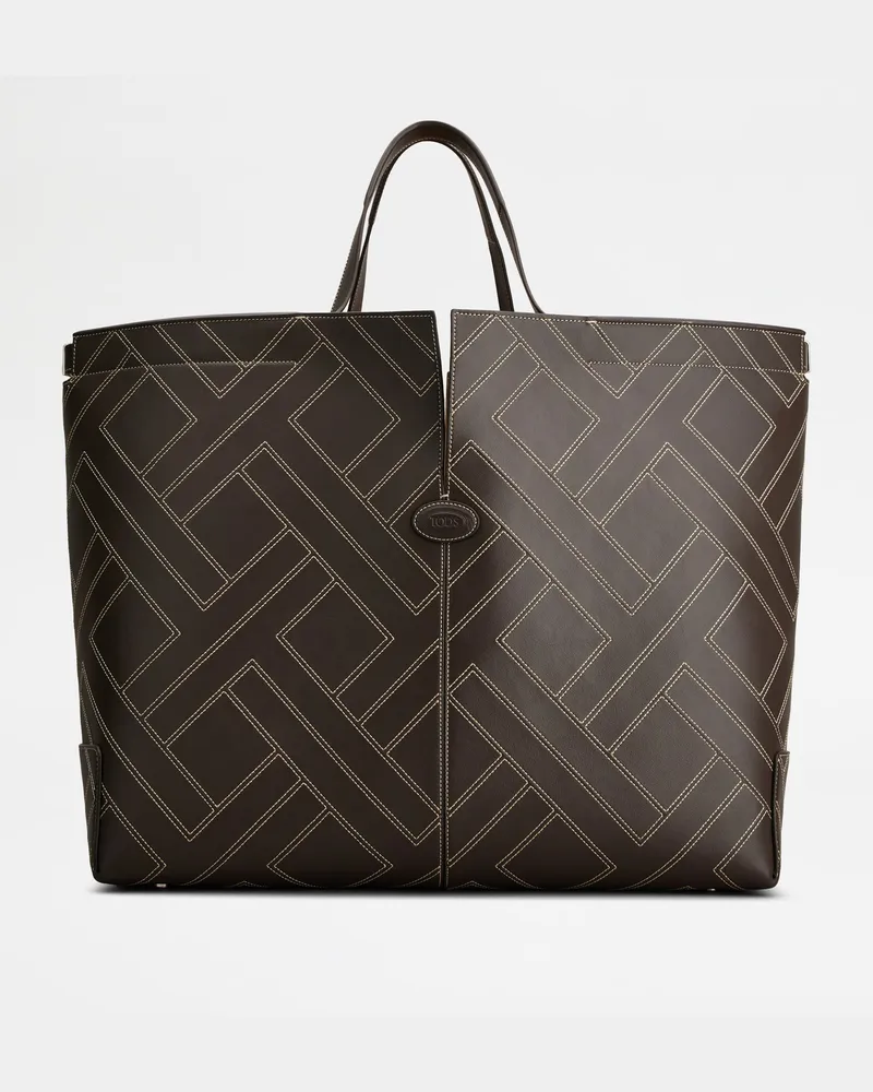 TOD'S Di Bag Folio aus Leder Maxi, BRAUN,  - Bags Braun