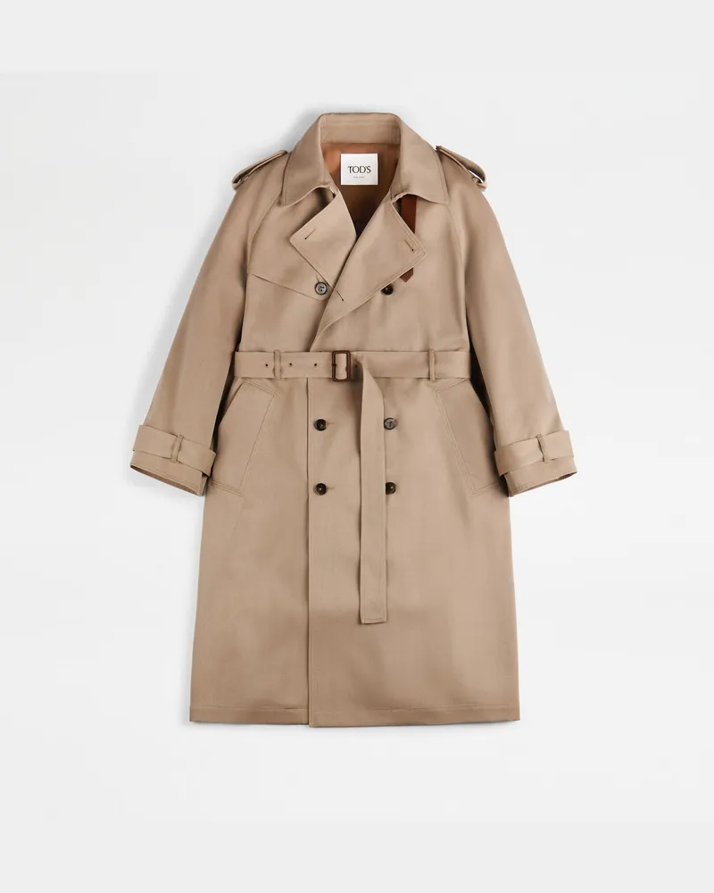 TOD'S Trenchcoat aus Wolle, BEIGE, XX - Coat / Trench Beige