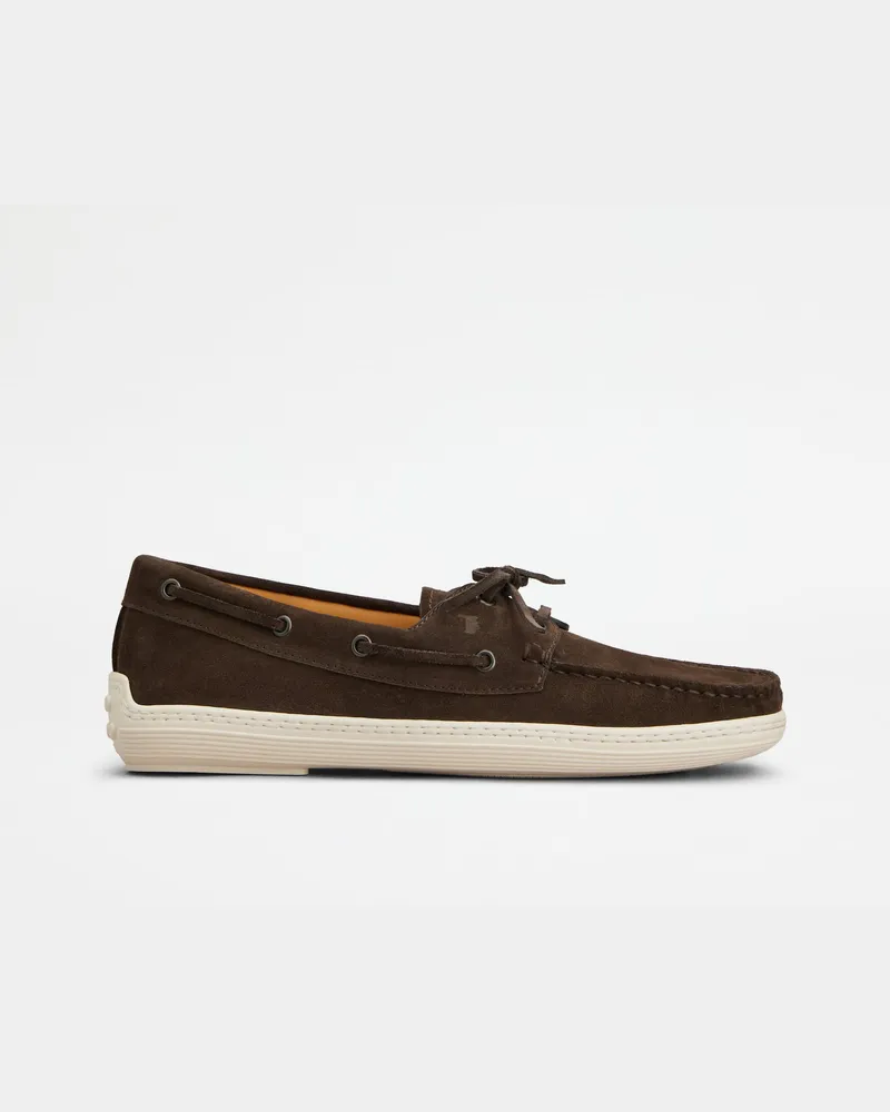 TOD'S Bootsschuhe aus Veloursleder, BRAUN Shoes Braun
