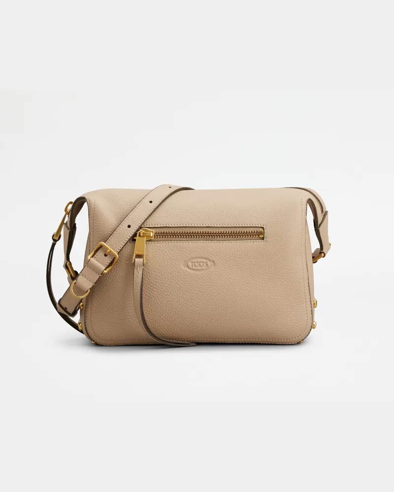 TOD'S Schultertasche Metal Dots aus Leder Mini, BEIGE,  - Bags Beige