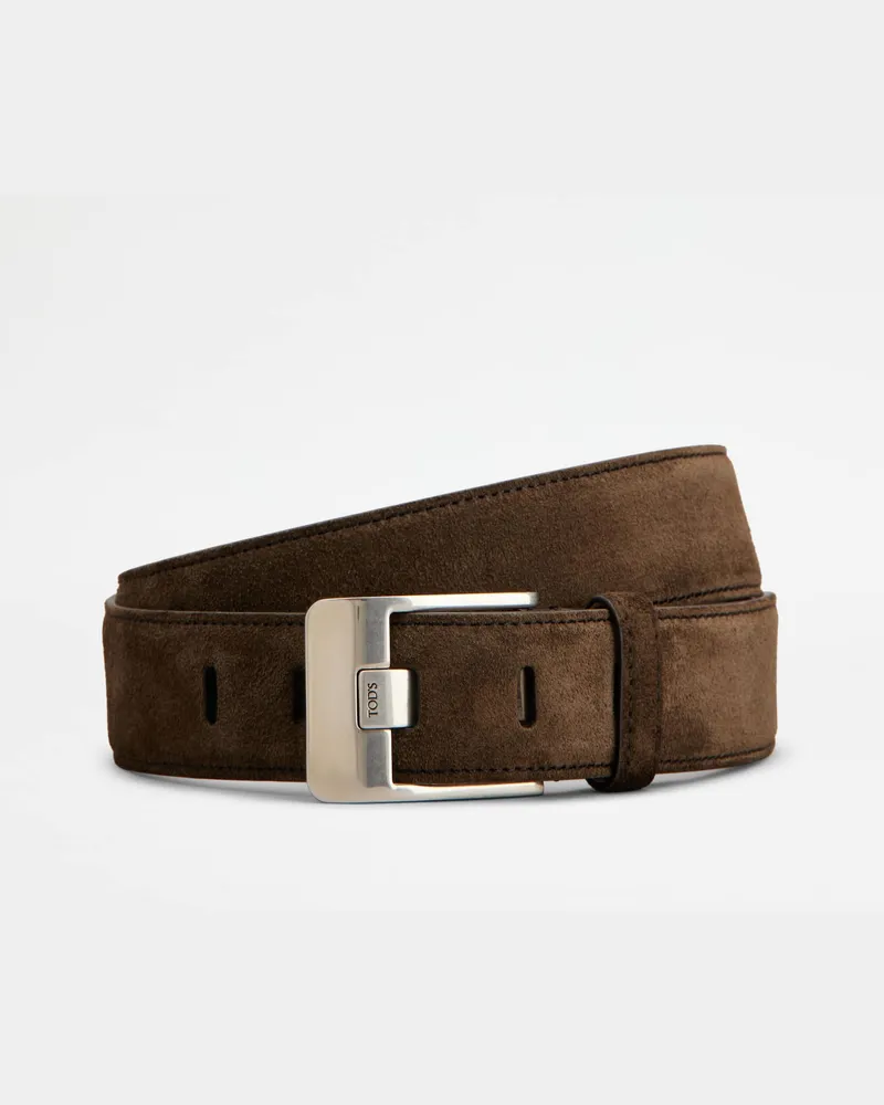 TOD'S Gürtel aus Veloursleder, BRAUN, 95 - Belts Braun