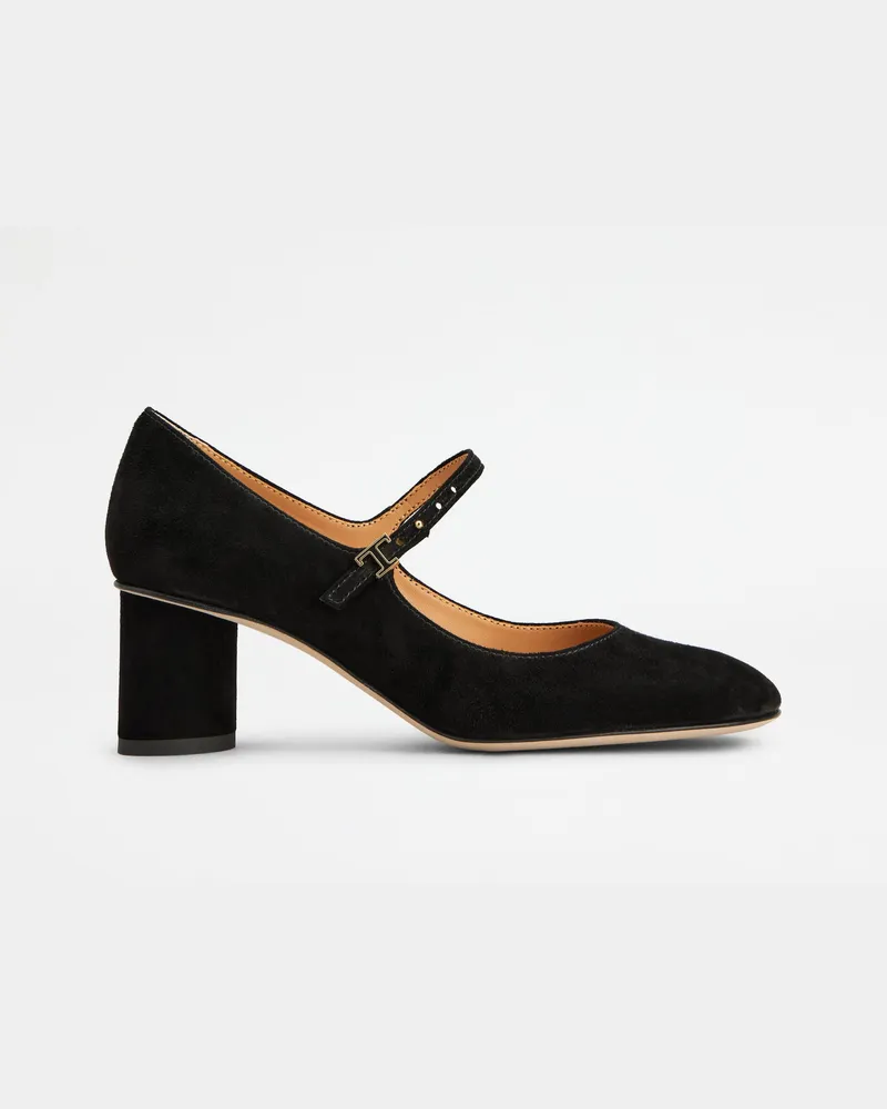 TOD'S Mary Janes aus Veloursleder, SCHWARZ Shoes Schwarz