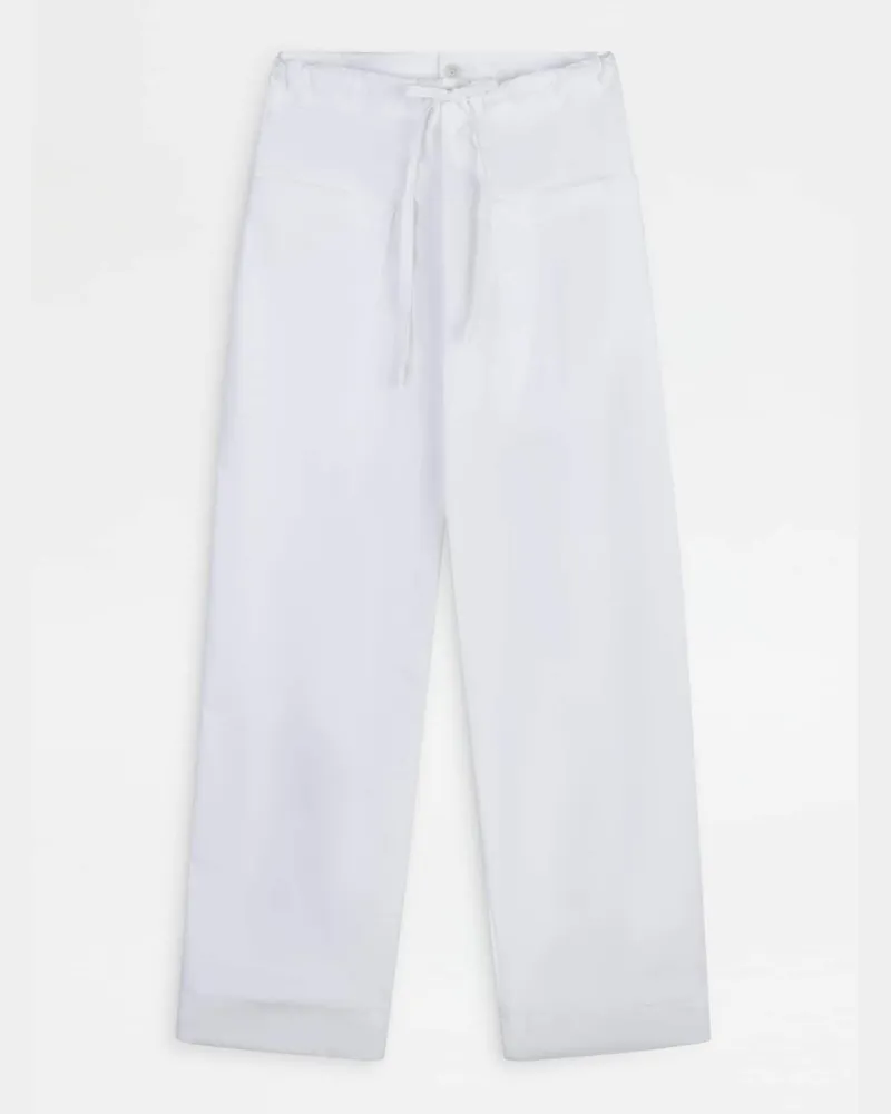TOD'S Hose aus Popeline mit Tunnelzug, WEISS Trousers Weiss