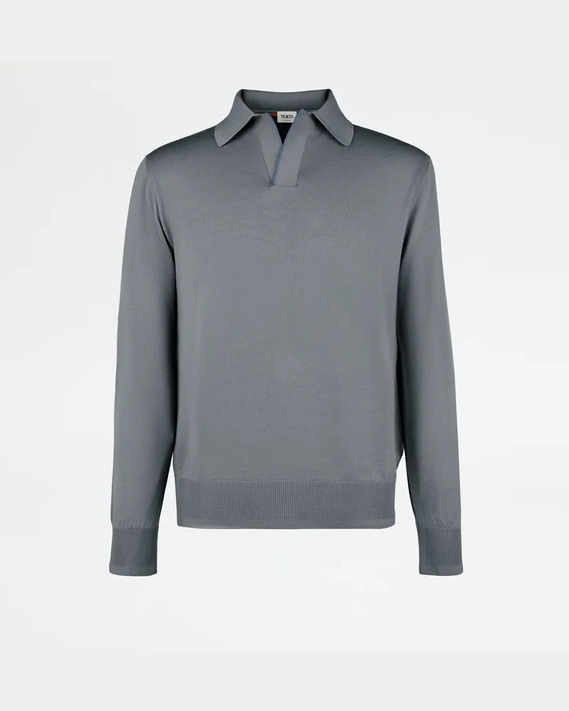 TOD'S Polohemd aus Merinowolle, GRAU Knitwear Grau