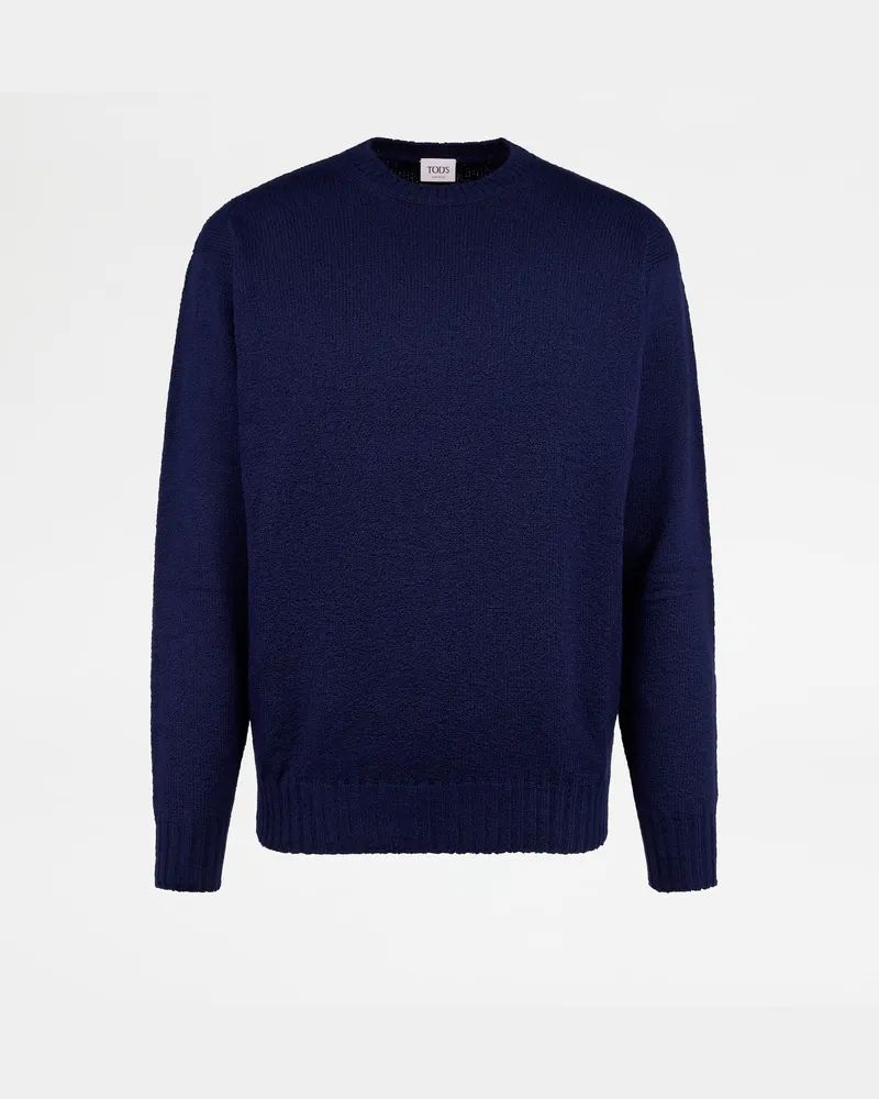 TOD'S Rundhalspullover aus Baumwolle, BLAU, XX - Knitwear Blau