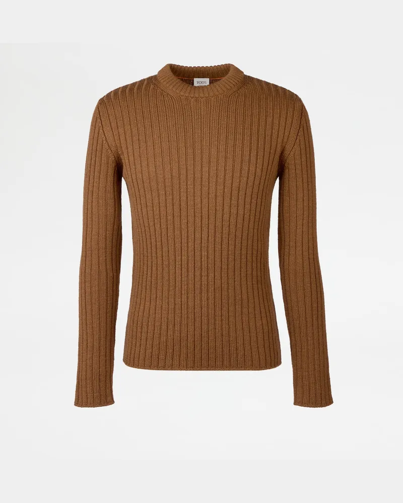 TOD'S Rundhalspullover aus Merinowlle, BRAUN, XX - Knitwear Braun