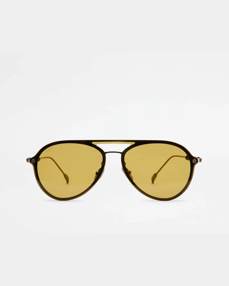 TOD'S Mask-Sonnenbrille mit Lederbügeln, GRAU,  - Sunglasses Grau