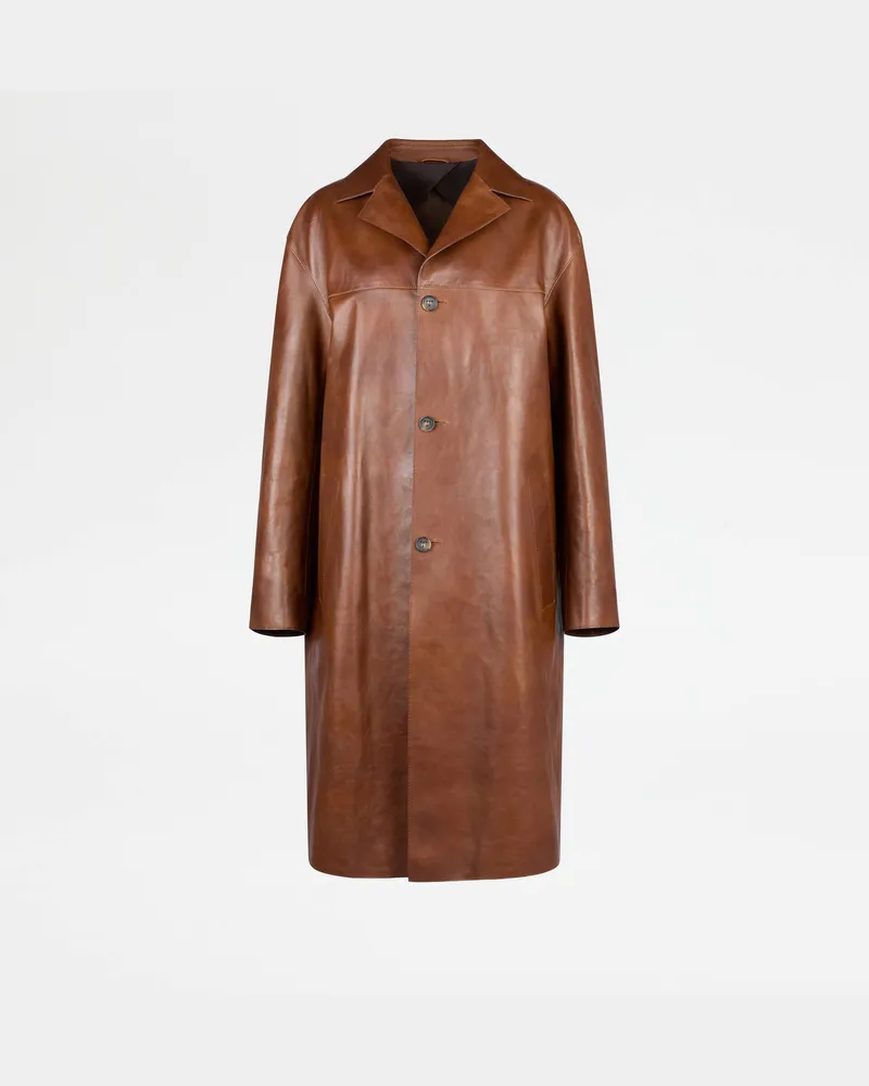TOD'S Oversize-Mantel aus Leder Braun