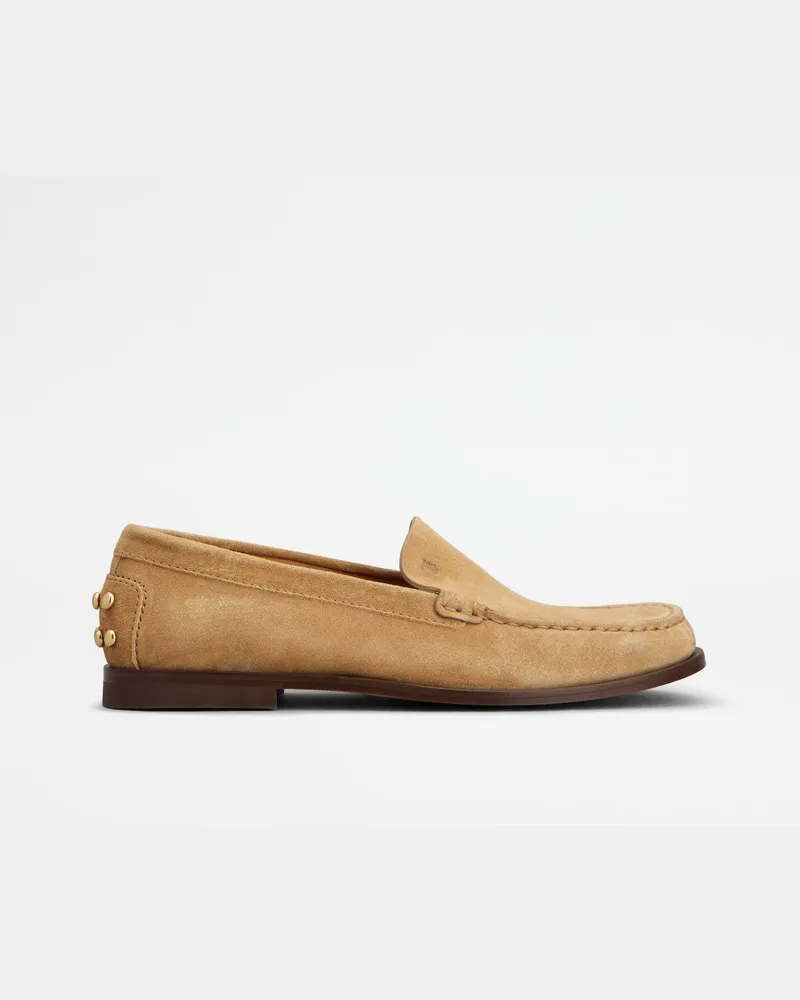 TOD'S Slipper-Loafers aus Veloursleder, BEIGE Shoes Beige