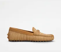 Mokassins Gommino aus Bast und Leder, BEIGE,BRAUN Shoes