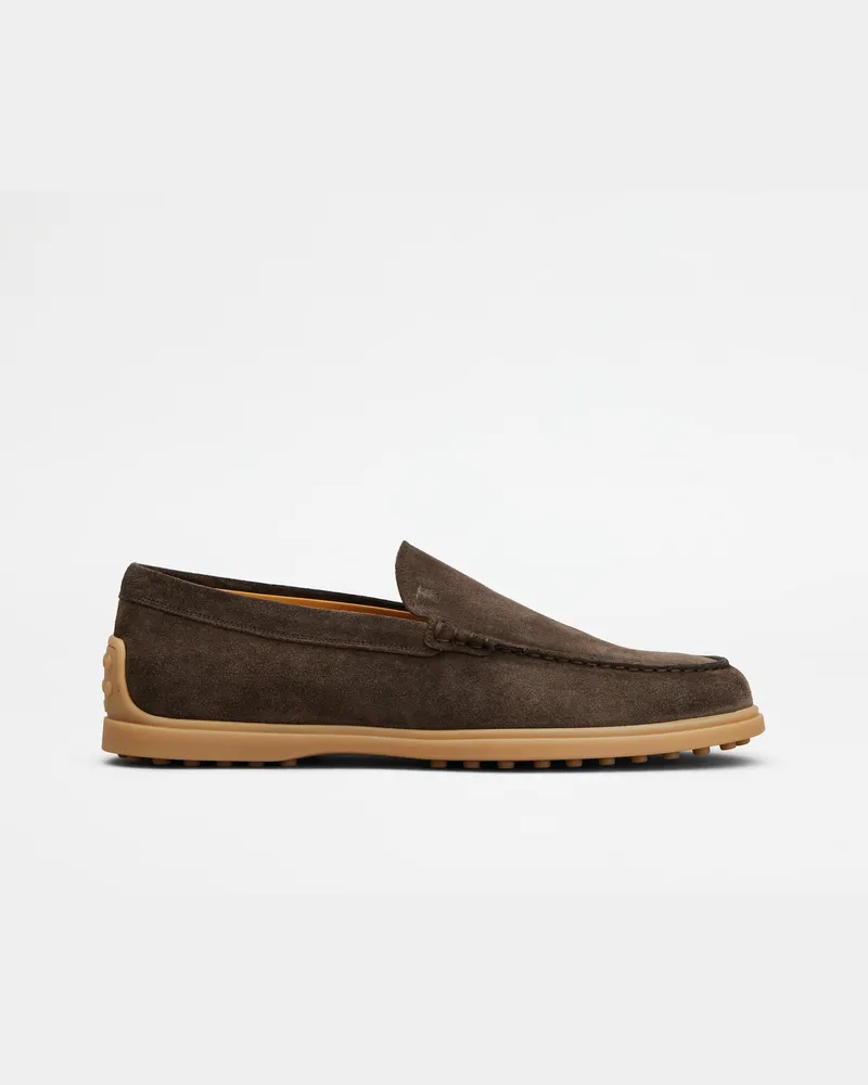 TOD'S Slipper-Loafers aus Veloursleder, BRAUN Shoes Braun