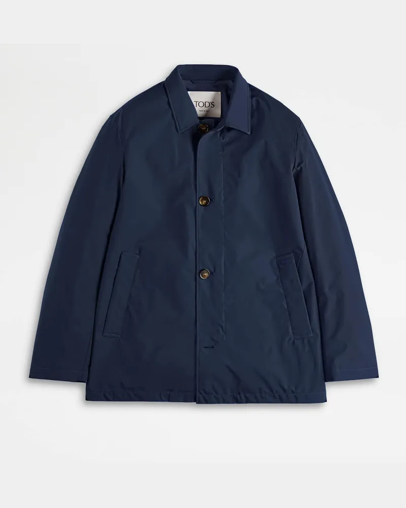 TOD'S Car Coat aus Stretch-Nylon, BLAU Coat / Trench Blau
