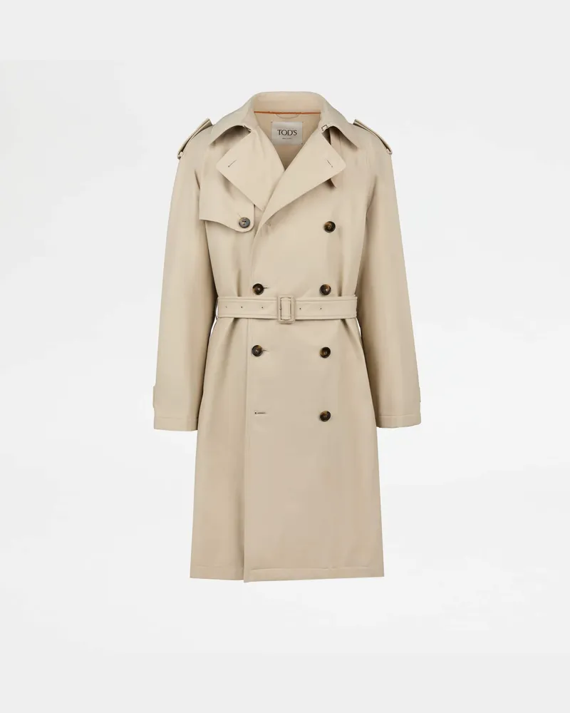 TOD'S Trenchcoat aus technischer Baumwolle, BEIGE Coat / Trench Beige