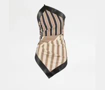 Tod Top aus Seide mit Ledereinsätzen, CREME,BEIGE,BRAUN Shirts