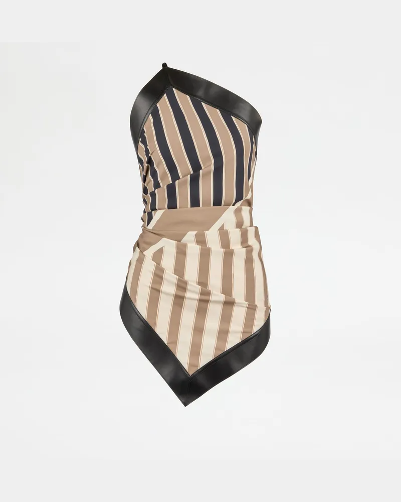 TOD'S Tod Top aus Seide mit Ledereinsätzen, CREME,BEIGE,BRAUN Shirts Creme