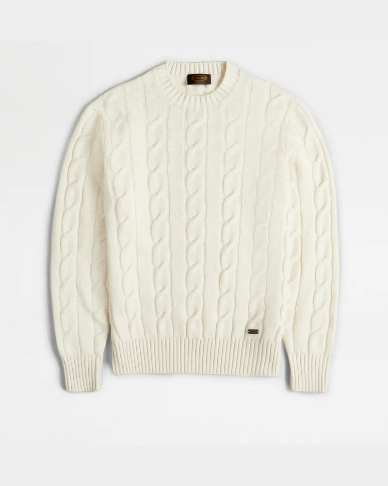 TOD'S Rundhalspullover aus einer Kaschmirmischung, WEISS, XX - Knitwear Weiss