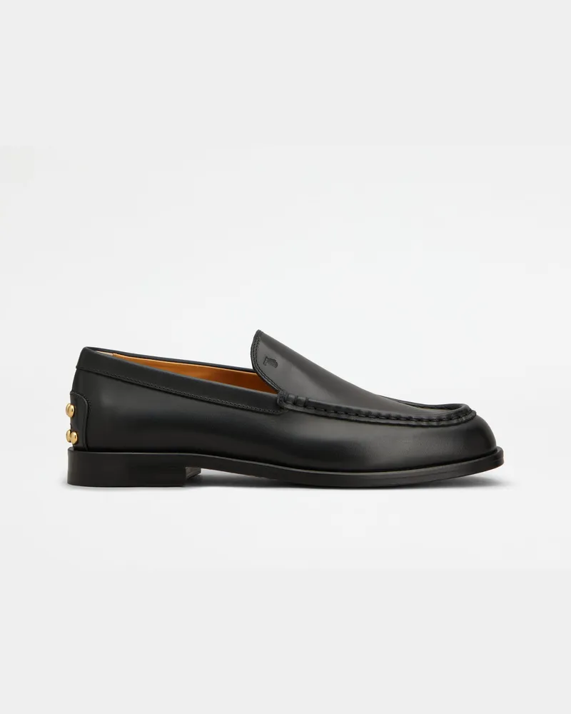 TOD'S Loafers Metal Dots aus Leder, SCHWARZ Shoes Schwarz