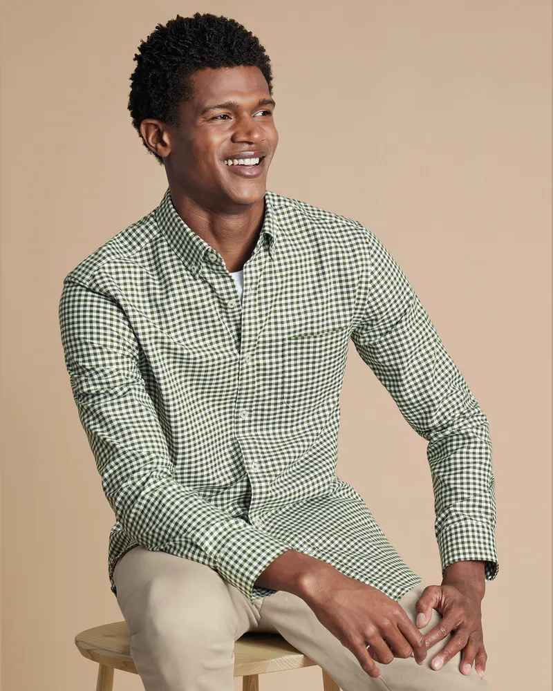 Charles Tyrwhitt Bügelfreies Twill-Hemd Grün