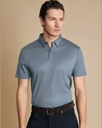 Charles Tyrwhitt Smartes Jersey-Polo Stahlblau Blau