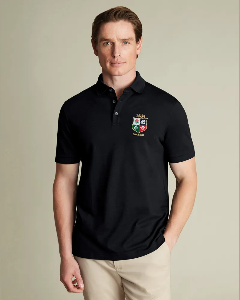 Charles Tyrwhitt The Lions Piqué-Polo Schwarz Schwarz
