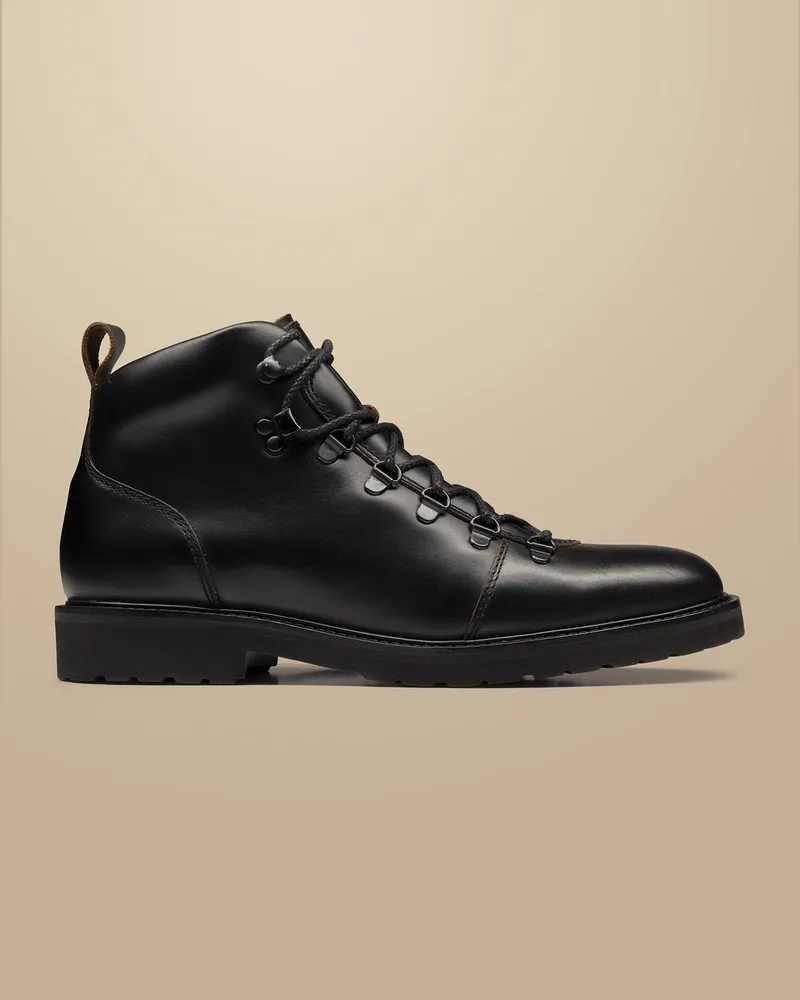 Charles Tyrwhitt Lederstiefel mit Gummisohle Schwarz