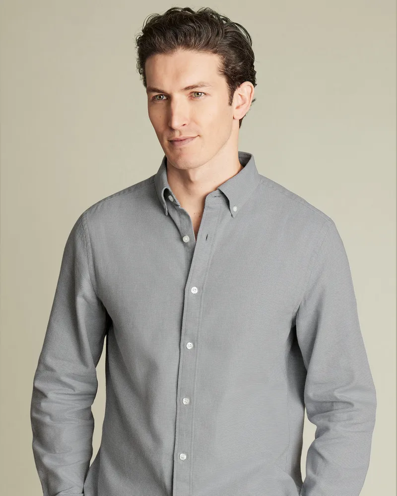 Charles Tyrwhitt Flanellhemd Grau