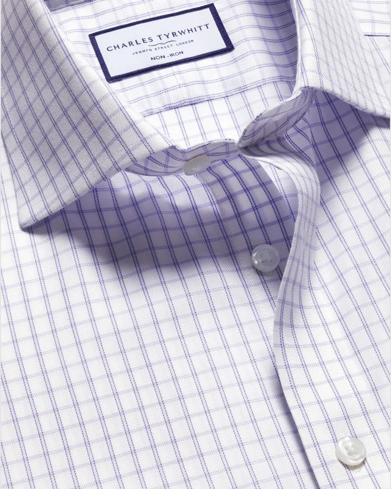 Charles Tyrwhitt Bügelfreies Twill-Hemd Purple