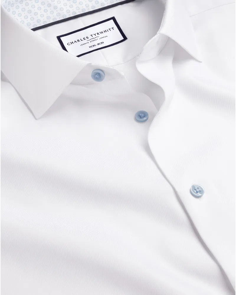 Charles Tyrwhitt Bügelfreies Twill-Hemd Weiß