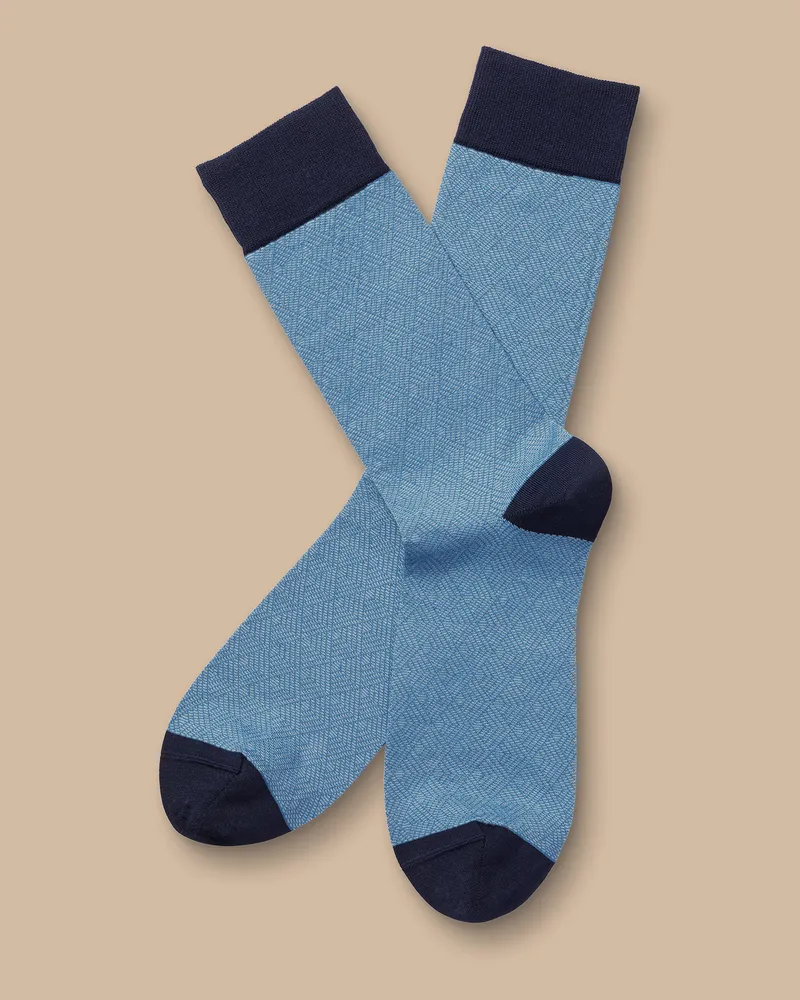 Charles Tyrwhitt Socken mit Fischgrätmuster Eis Blau