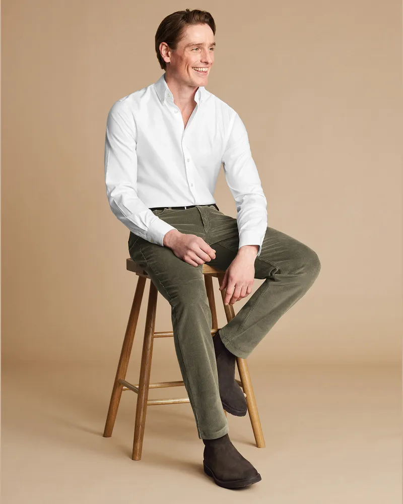 Charles Tyrwhitt 5-Pocket-Jeans aus Cord Olive Grün