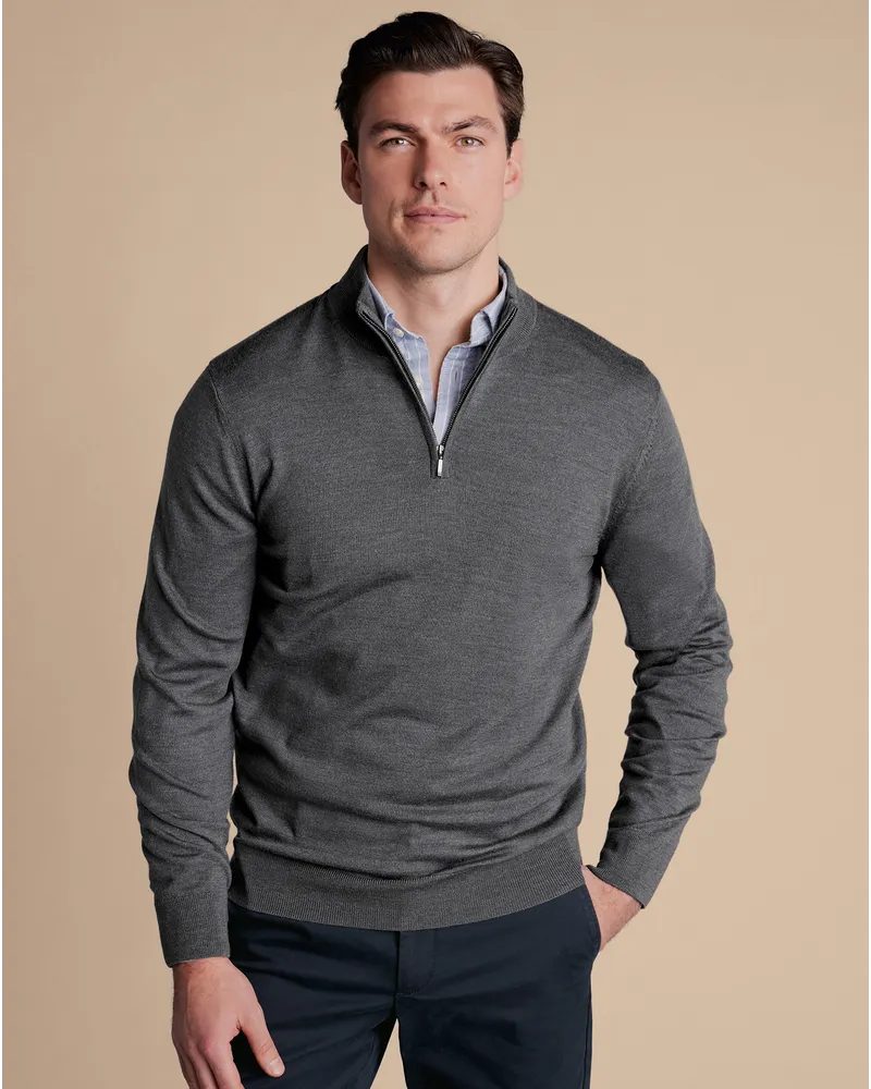 Charles Tyrwhitt Troyer aus Merino Grau Grau