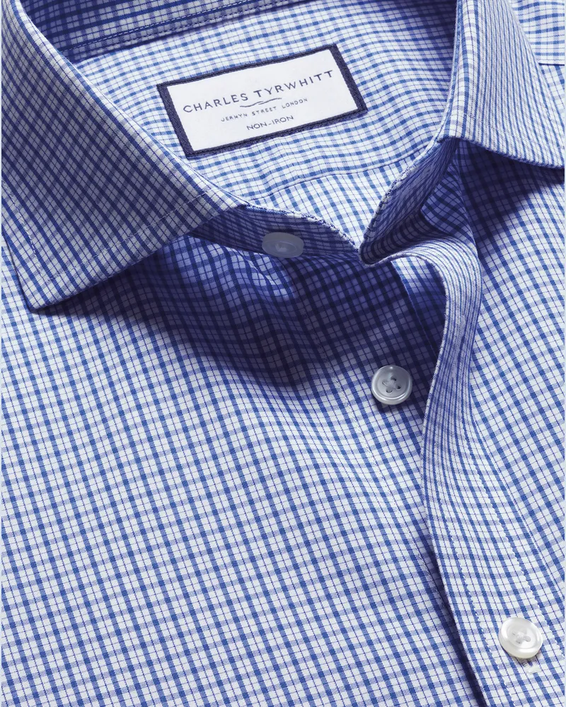 Charles Tyrwhitt Bügelfreies Popeline-Hemd Blau