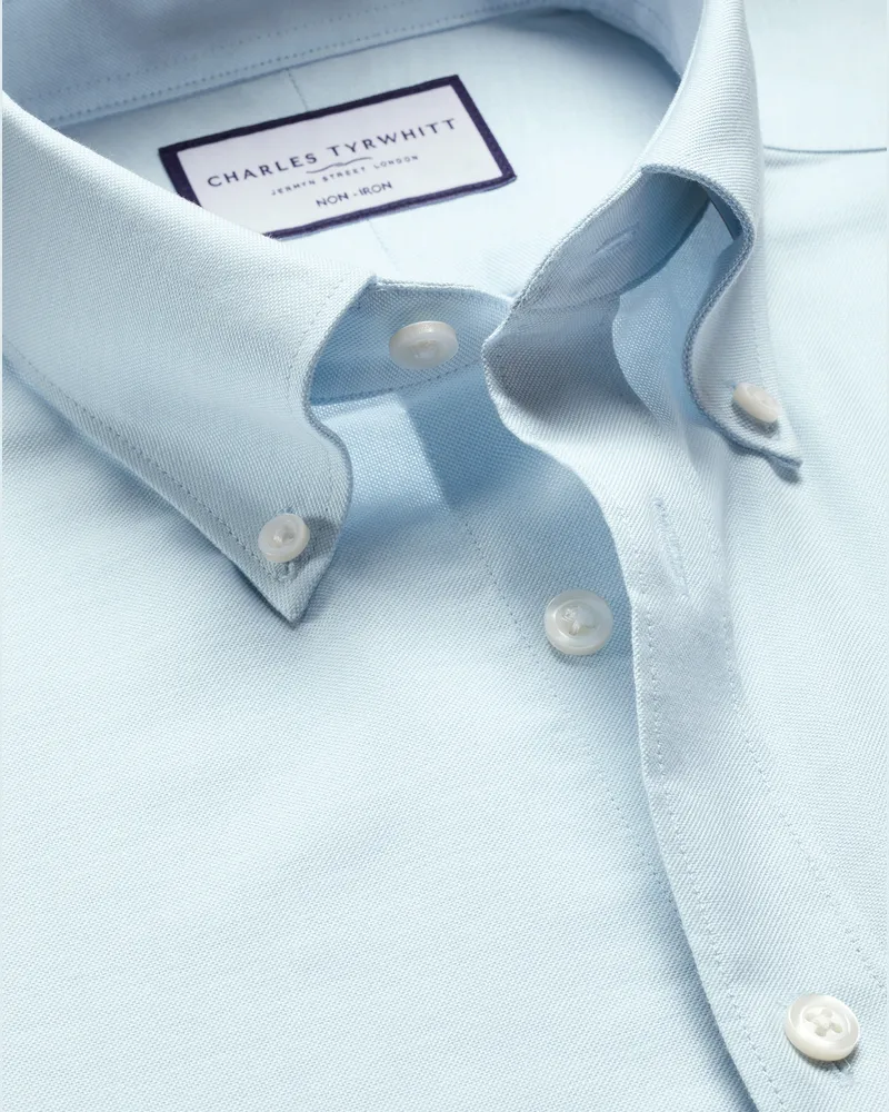 Charles Tyrwhitt Bügelfreies Stretch-Oxfordhemd Himmelblau Blau