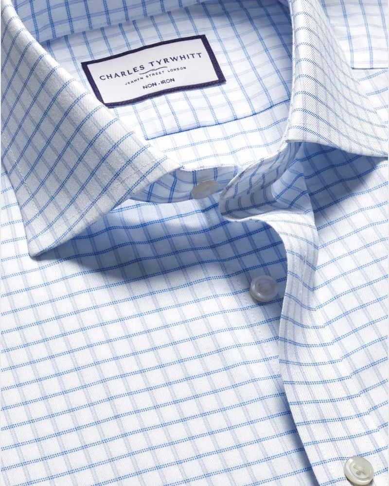 Charles Tyrwhitt Bügelfreies Twill-Hemd Blau