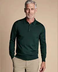 Charles Tyrwhitt Merinopullover mit Polokragen Grün