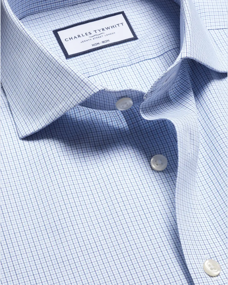 Charles Tyrwhitt Bügelfreies Popeline-Hemd Blau