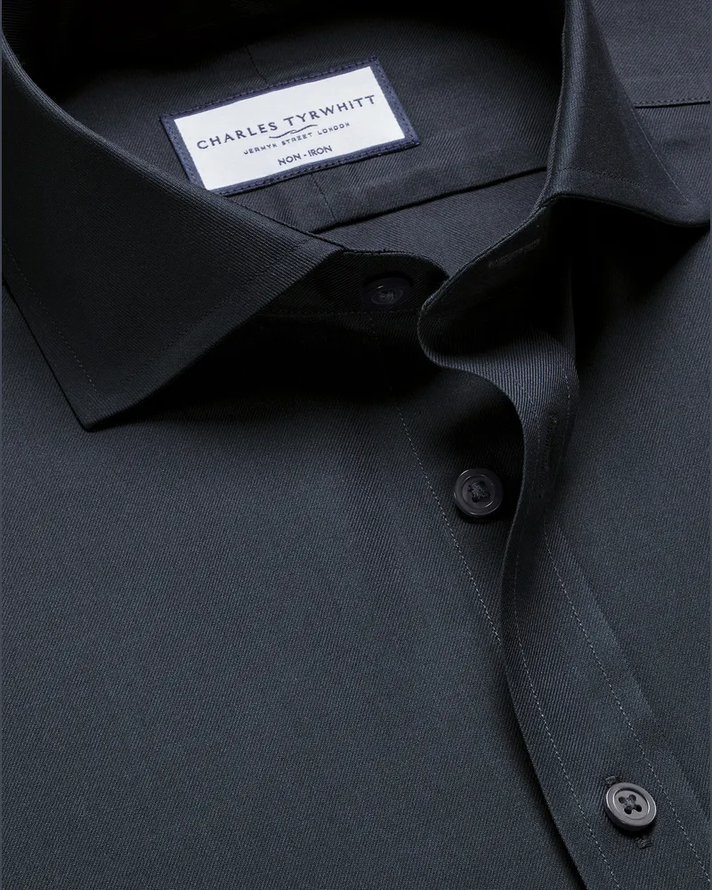 Charles Tyrwhitt Bügelfreies Twill-Hemd Anthrazit