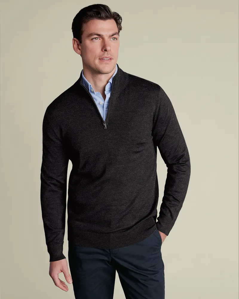 Charles Tyrwhitt Troyer aus Merino Anthrazit Anthrazit