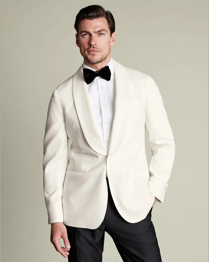 Charles Tyrwhitt Smokingsakko Elfenbeinfarben Weiß