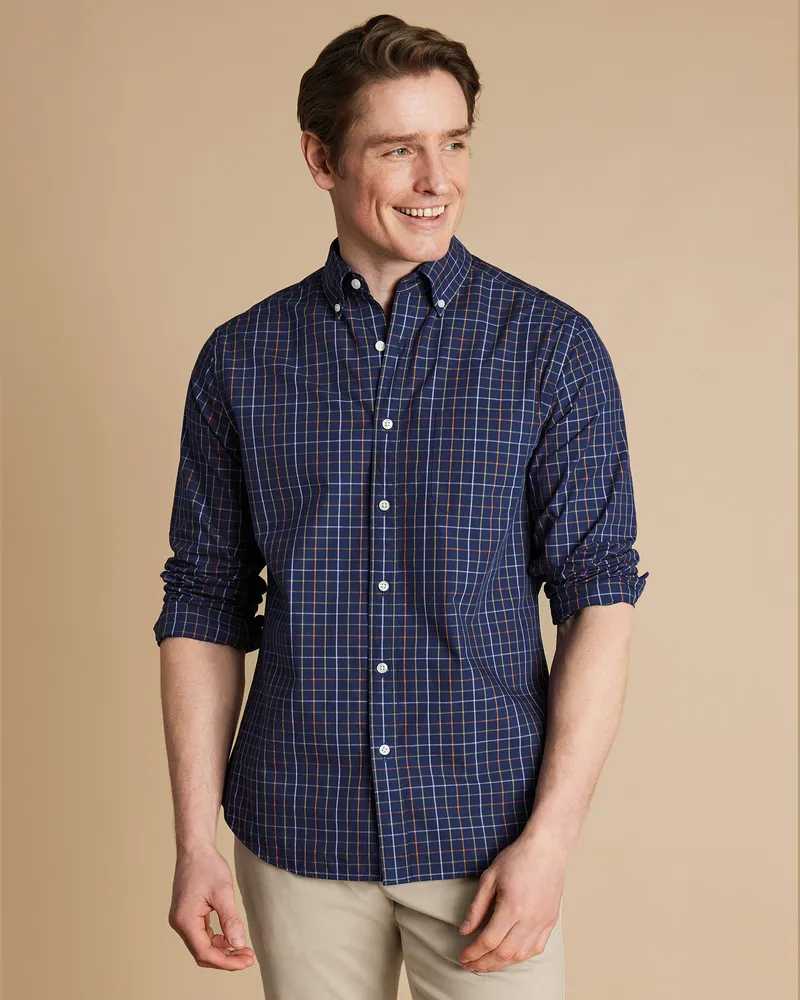 Charles Tyrwhitt Bügelfreies Hemd Marineblau