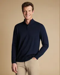 Charles Tyrwhitt Merinopullover mit Knöpfen Marineblau