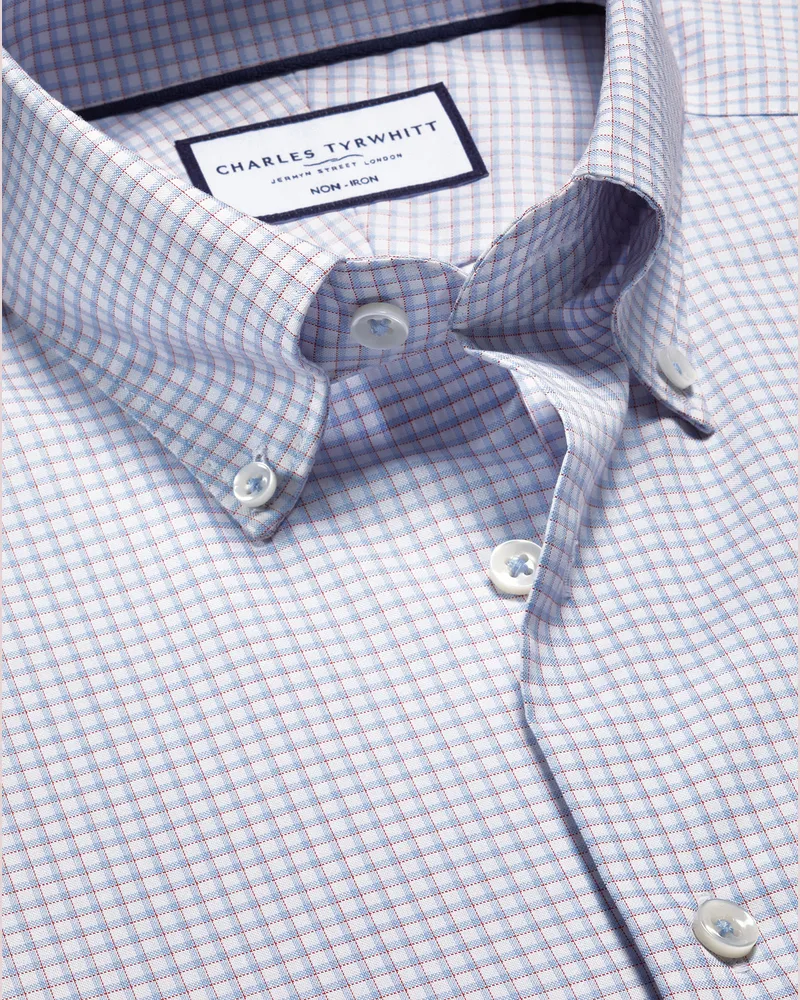 Charles Tyrwhitt Bügelfreies Oxfordhemd mit Karos Rot