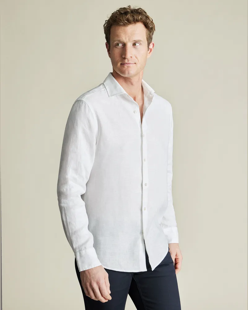 Charles Tyrwhitt Reines Leinenhemd Weiß