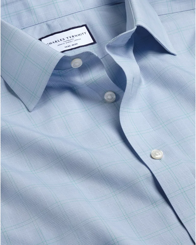 Charles Tyrwhitt Bügelfreies Popeline-Hemd Blau