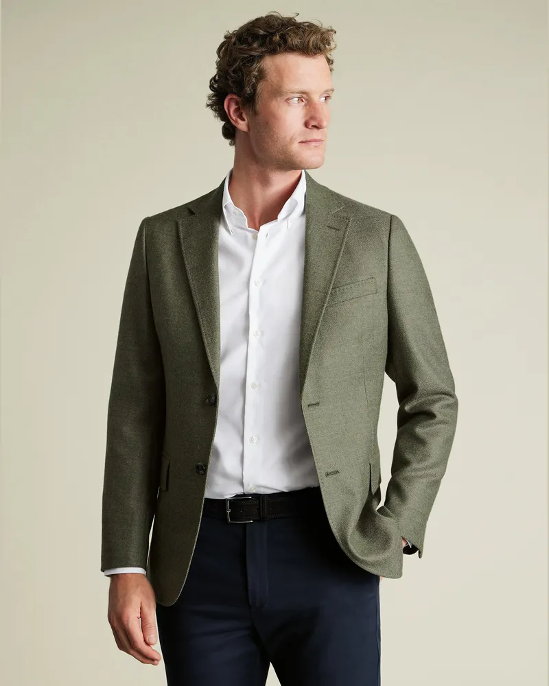 Charles Tyrwhitt Strukturiertes Wollsakko Grün